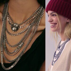 Free People The Pistols Stacked Chain Choker Chunky Necklace